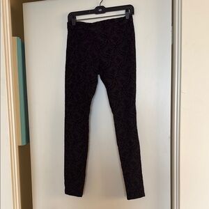 Black velvet embossed Patterned Leggings